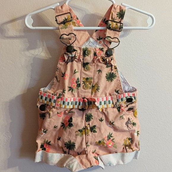 None Other - Zoo safari jungle themed bib shortalls for baby 3-6 month